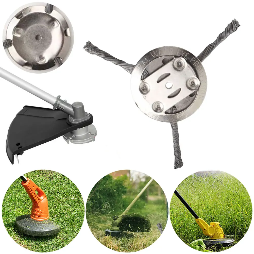 

3/6 Cutters Steel Wire Wheel Head Grass Trimmer Head Universal Weed Brush Fit Straight Shaft Brushcutter Removal Moss Rust