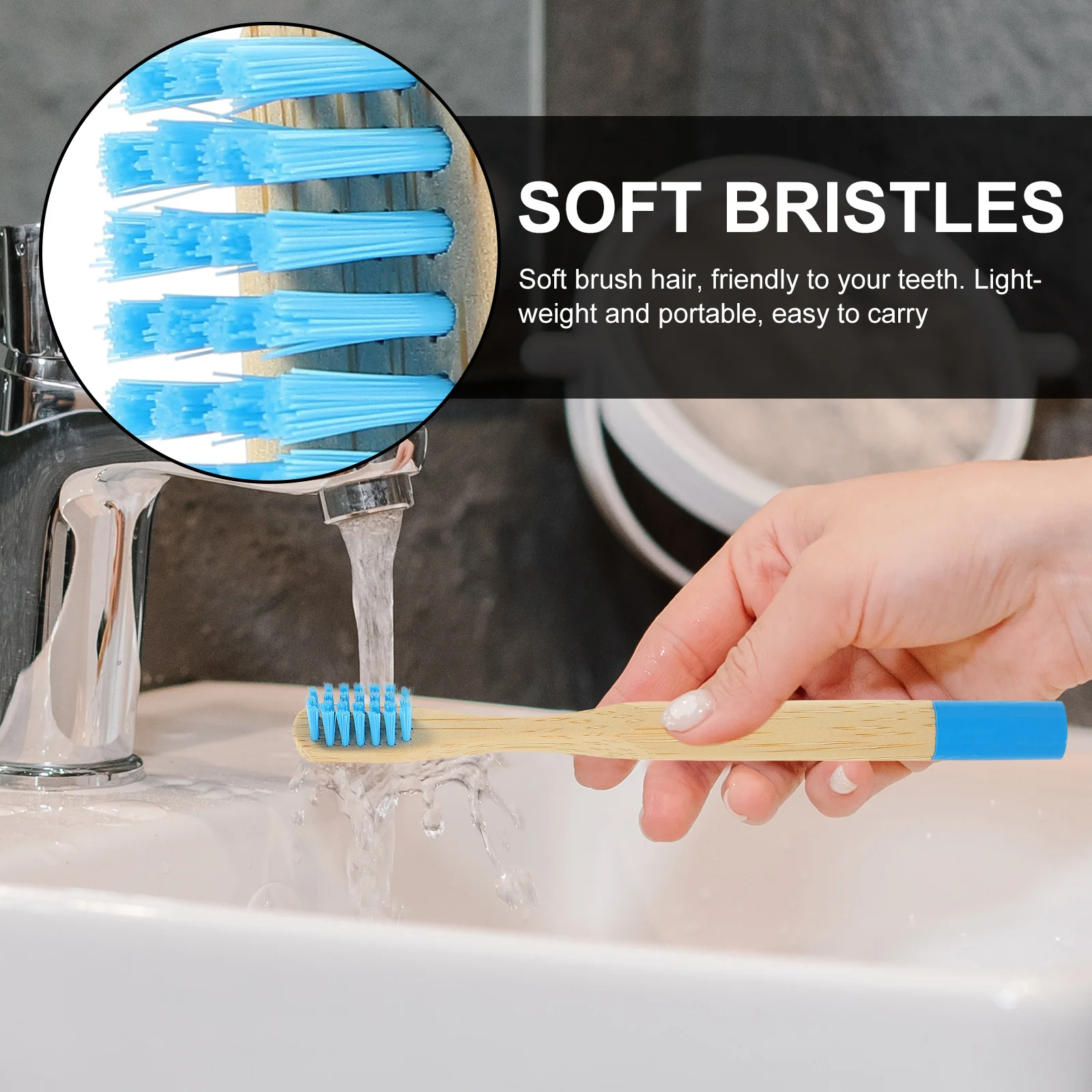 

10Pcs Bamboo Toothbrush Soft Bristle Non-Slip Handle Wear-Resistant Comfortable Family Gift Set Eco Friendly