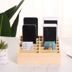 Simple Mobile Phone Storage Box Office Classroom Mobile Phone Placement Rack Wooden Multi-grid Mobile Phone Storage Box