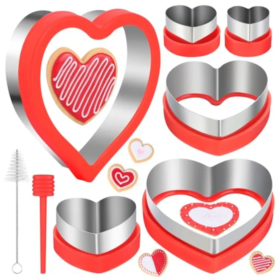 

Набор формочек для печенья в форме сердца, 8 шт., 6 размеров от 1,2 до 4,1 для Дня святого Валентина, юбилея, свадьбы, дня рождения, праздников - нержавеющая сталь