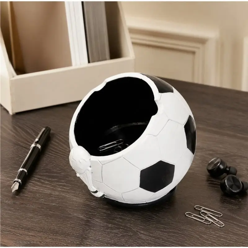 A02F-Desktop Ash Tray Decorative Craft, Resin Football-Shaped Storage Ornament For Gift-Giving