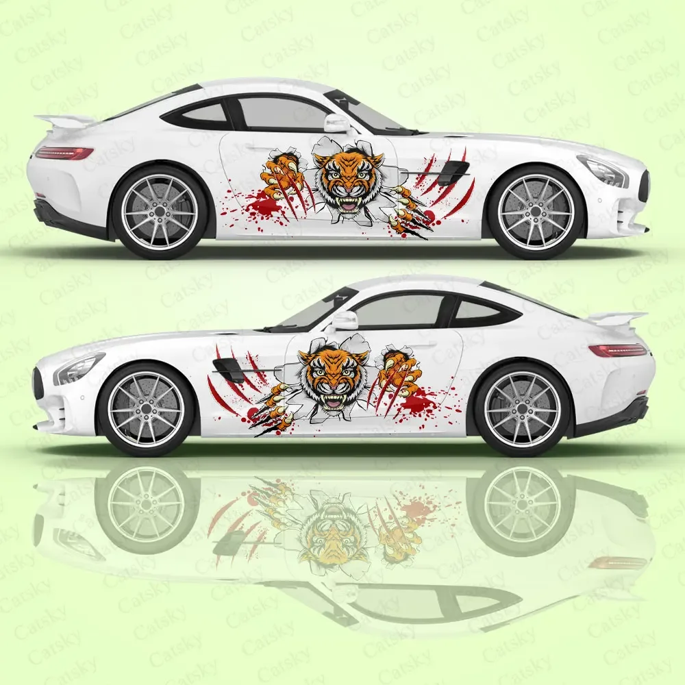 

Custom Animal Tiger Blood Car Sticker for Universal Large Car Vinyl Wrap Decal Car Side Hood Decal Sticker for Auto Decoration