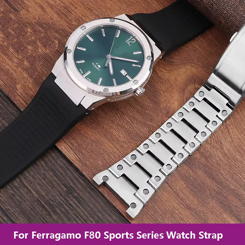 

Waterproof Silicone Watch Band for Ferragamo F-80 Sports Series With Men's Bracelet Solid Stainless Steel Strap 26mm Gift Tools