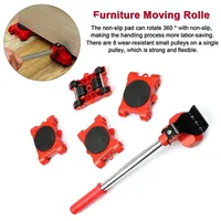 5pcs Furniture Mover Set Portable Furniture Transport Lifter Heavy Stuffs Moving Wheel Roller Bar Hand Tools For Sofas Couches