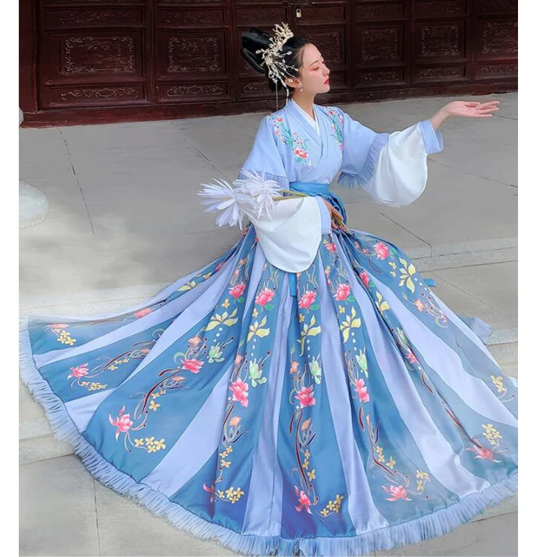 

Weijin Dynasty Dress Chinese Traditional Carnival Cosplay Women Folk Dance Clothing Oriental Fairy Female Princess Stage Costume