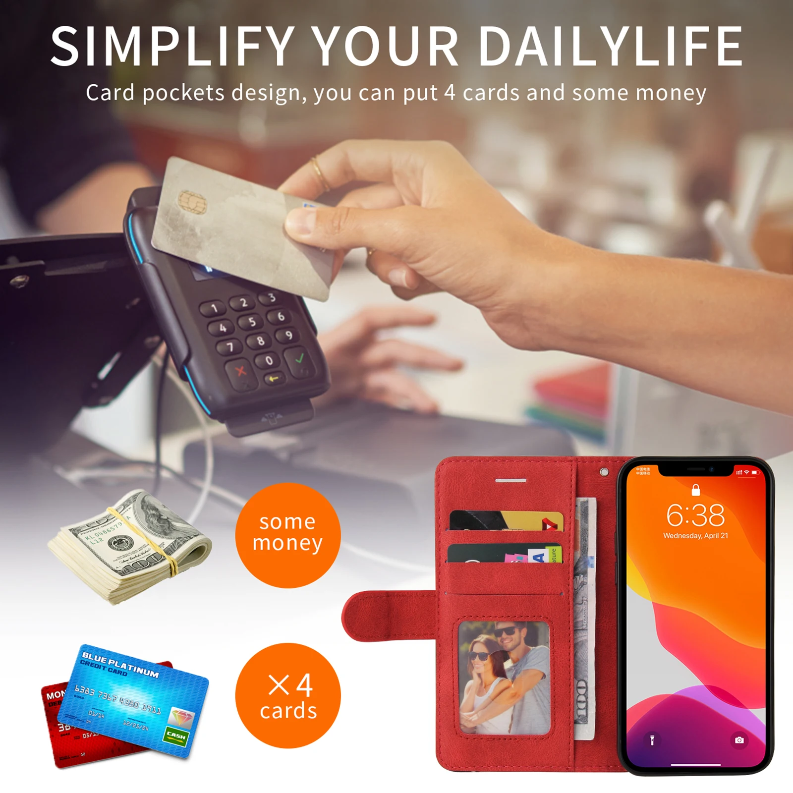 Etui na telefon Xiaomi Redmi Note 11S 11E 11 10T 10S 10 9T 9S 9 4G 8T 8 6 Pro Plus 5G 5 4X z funkcją portfela, skórzane, z zabezpieczeniem przed kradzieżą i szczotką do czytania kodów QR. — zdjęcie produktu 6