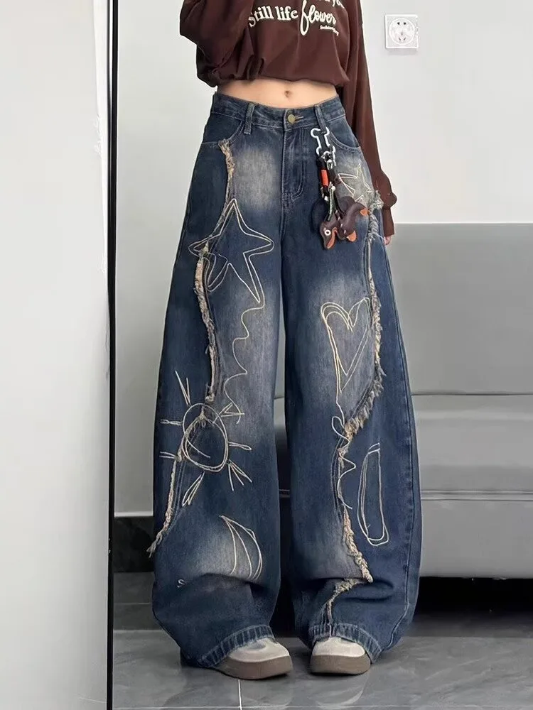 

Винтажные мужские джинсы с широкими штанинами, ретро-стиль, свободный крой, осенне-зимние, из денима, бренд Tagkita, с естественной талией, на молнии