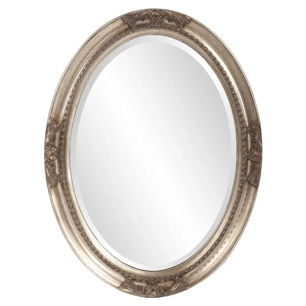 Beaded Textured Wood Oval Wall Mirror 33