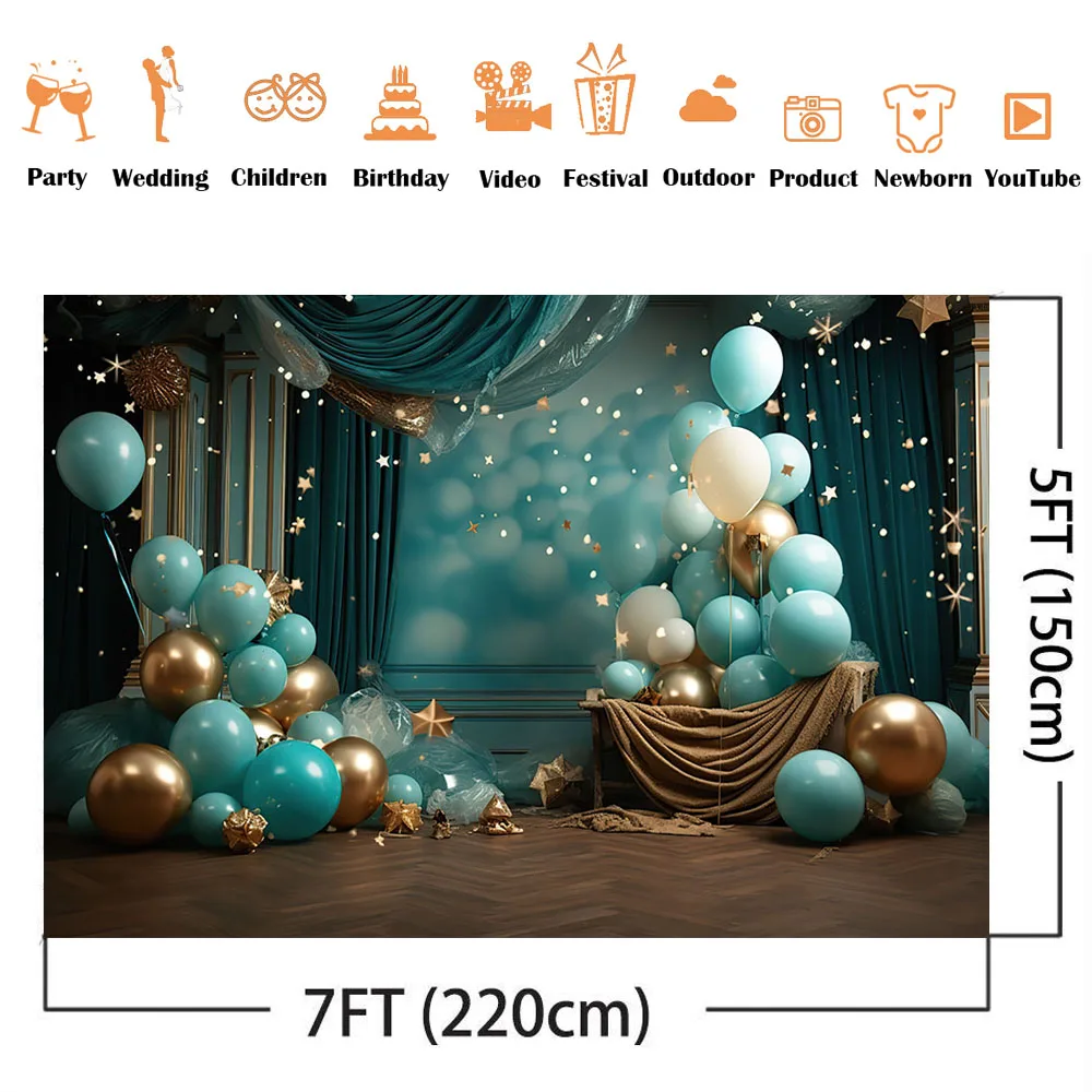 Photography Backdrop Newborn Baby Cake Smash Colorful Balloon Photo Background Birthday Party Decoration Supplies Photocall