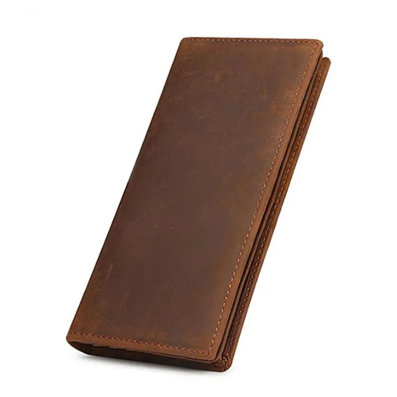 

Mens Genuine Leather Bifold Wallet Credit Card Long Purse Men Phone Cow Christmas Gift