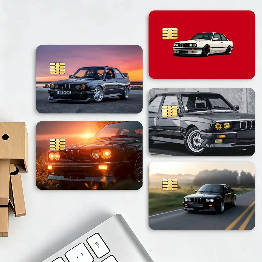E-E30 Sport Car for B-BMW HD Credit Card Stickers Game Card Decal Small Chip Waterproof Sticker Gift Decor