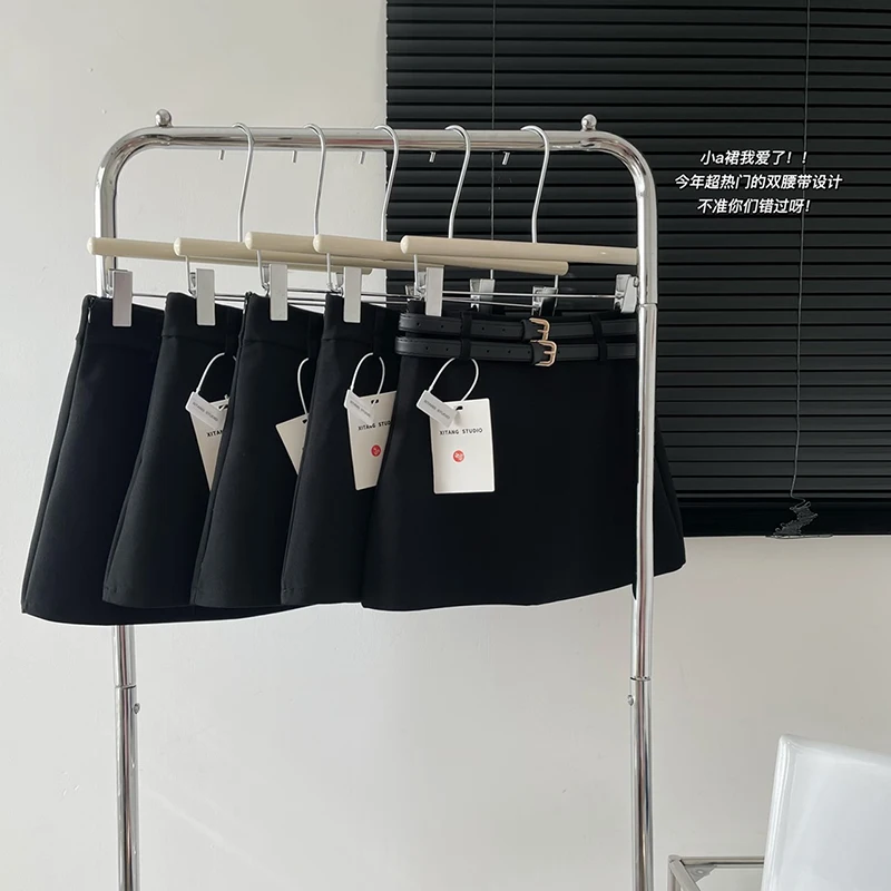 

Women Solid Color A-line Skirts Sexy Prevalent Casual Mini Skirts Daily Minimalist Fall Basic Street Style