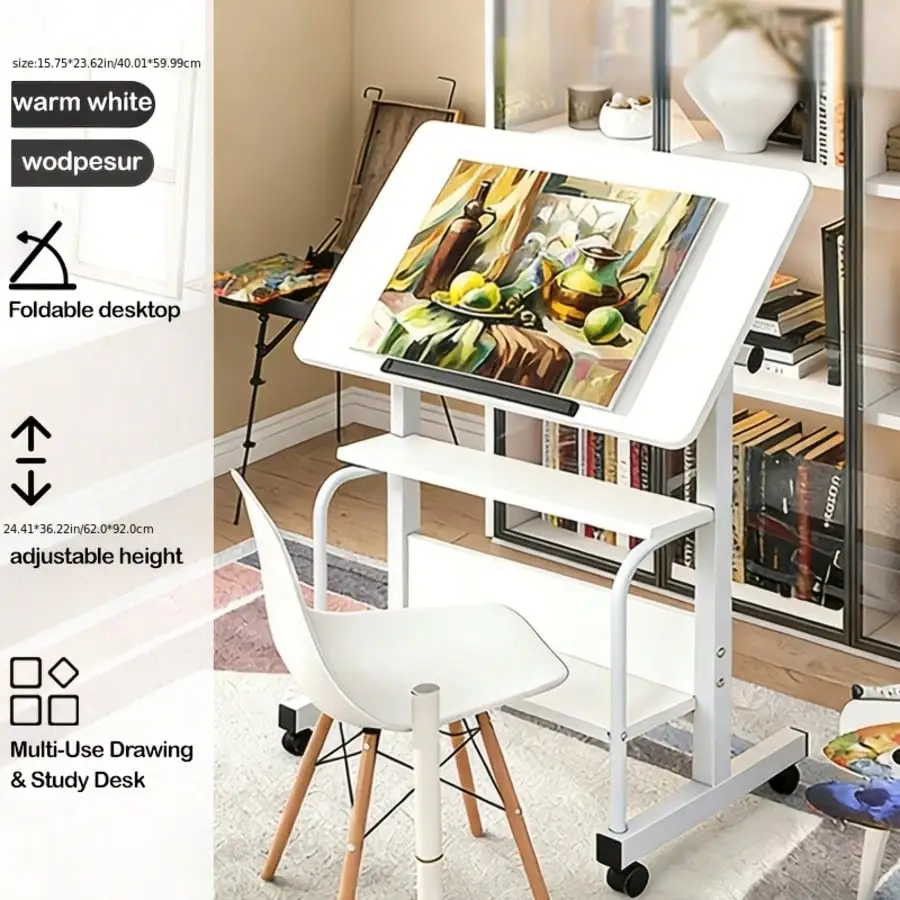 Mobile Bedside Table With Adjustable Height, Ideal For Home Office Use, Portable Laptop Workstation, Black Standing Desk