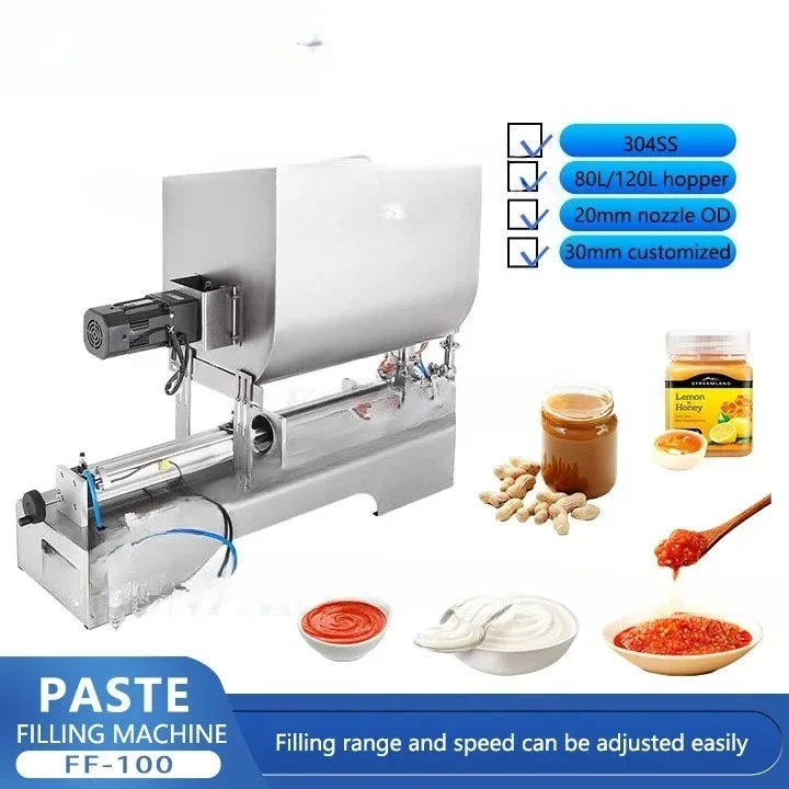 High Quality 80L U-type Hopper High Viscosity Cosmetic Plastic  Hot   Bottle Liquid Paste Mixing Filling Machine