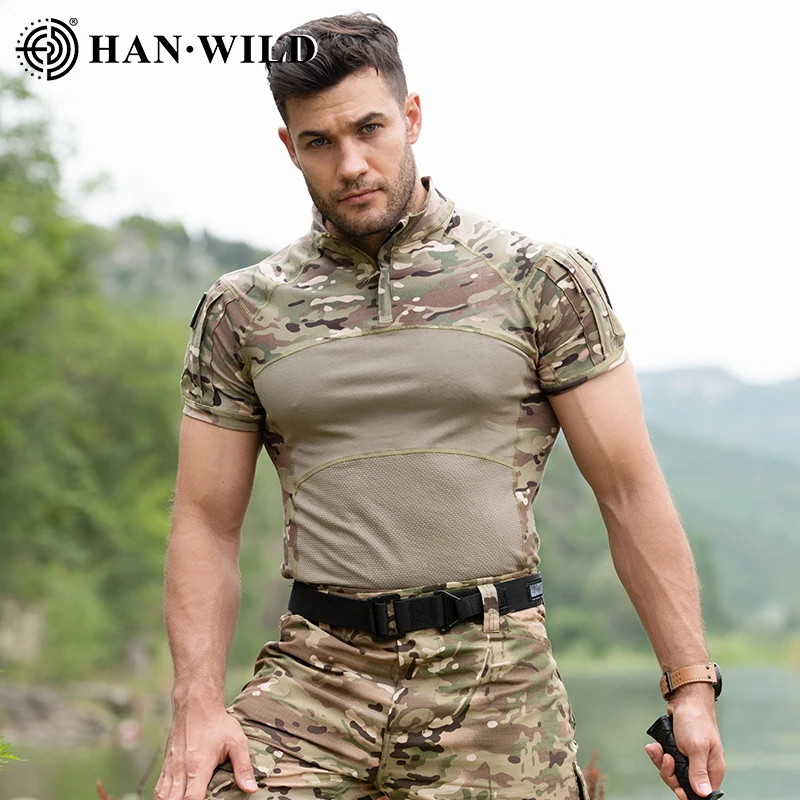 Tactical T Shirt Military Shirts Men Airsoft Paintball Combat Shirts US Army Camo Shirts Camping Hunting Clothing