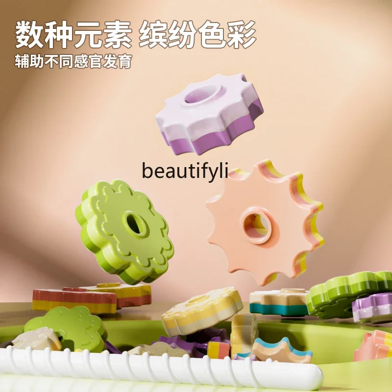 

Stacked music rotating tower colored nesting ring infant and toddler educational early education toys