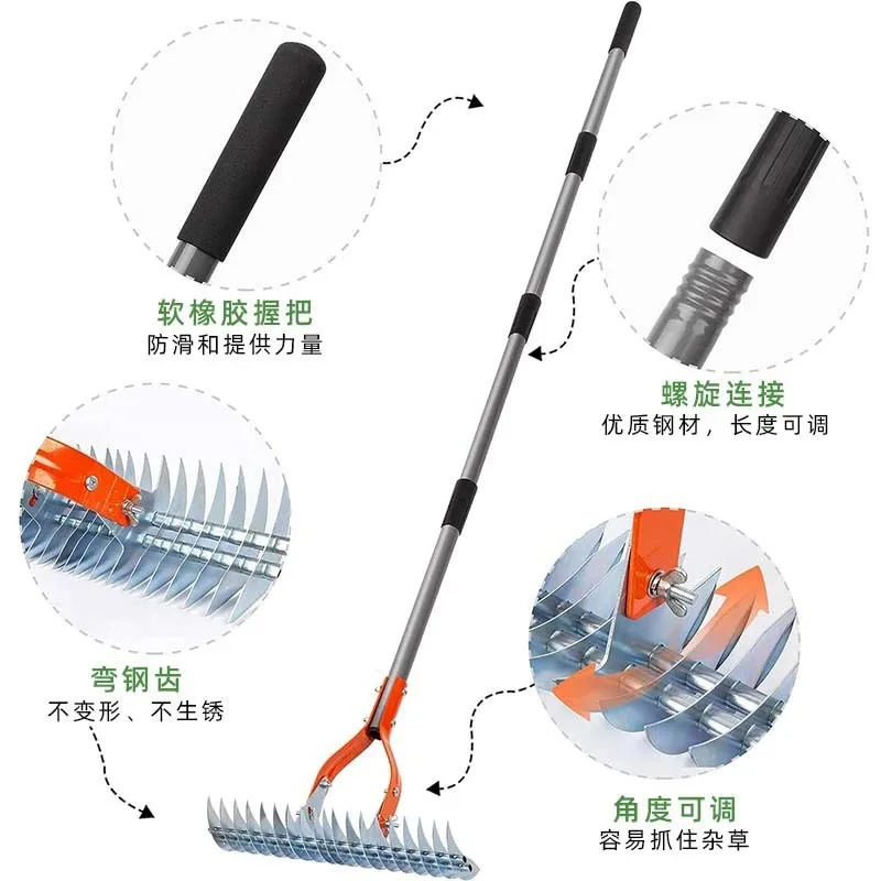 

Gardening tools Lawn withered grass rake, garden leaf rake, lawn combing rake, garden soil turning rake