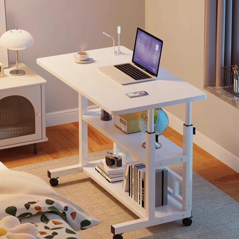 

bedside notebook, computer table, movable lifting double-layer storage, simple storage for home use, bedroom sofa side table