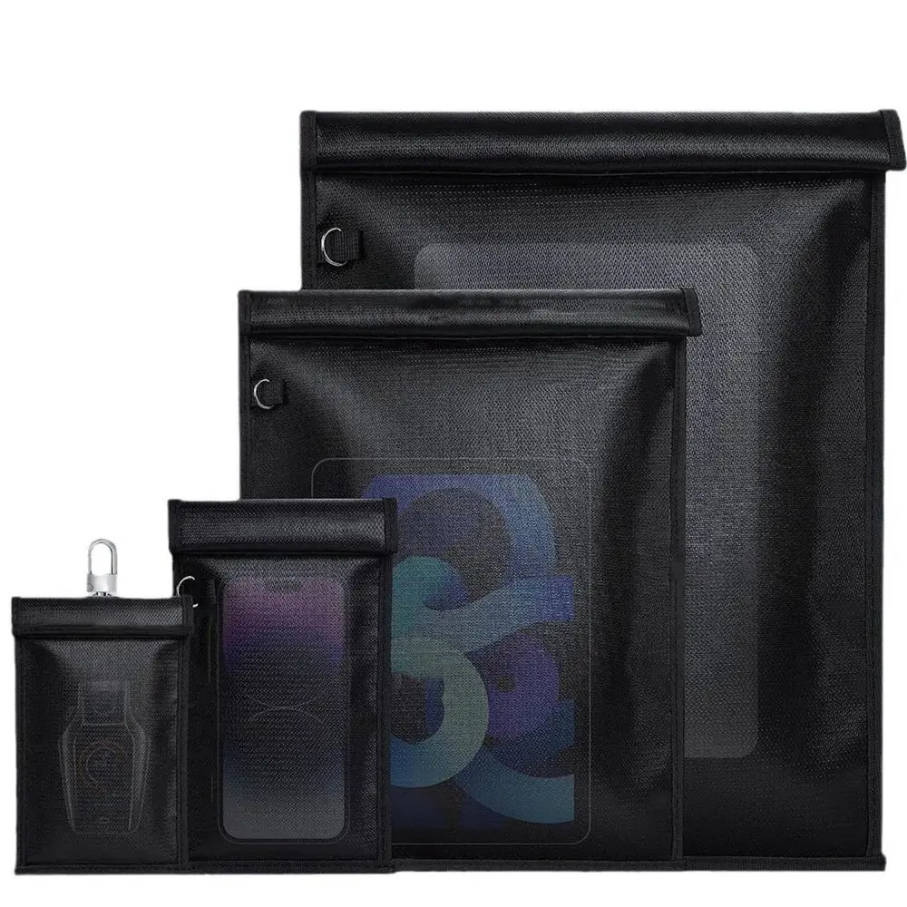 Signal Blocking Faraday Bag Retardant Anti-tracking Shielding Pouch Black EMF Protection Cell Phone Blocker Case