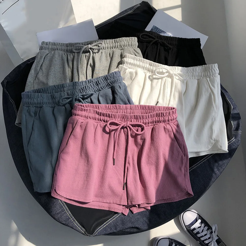 

Женские спортивные шорты с высокой талией на резинке, повседневные широкие брюки, домашняя одежда для сна, летние широкие брюки для дома и сна