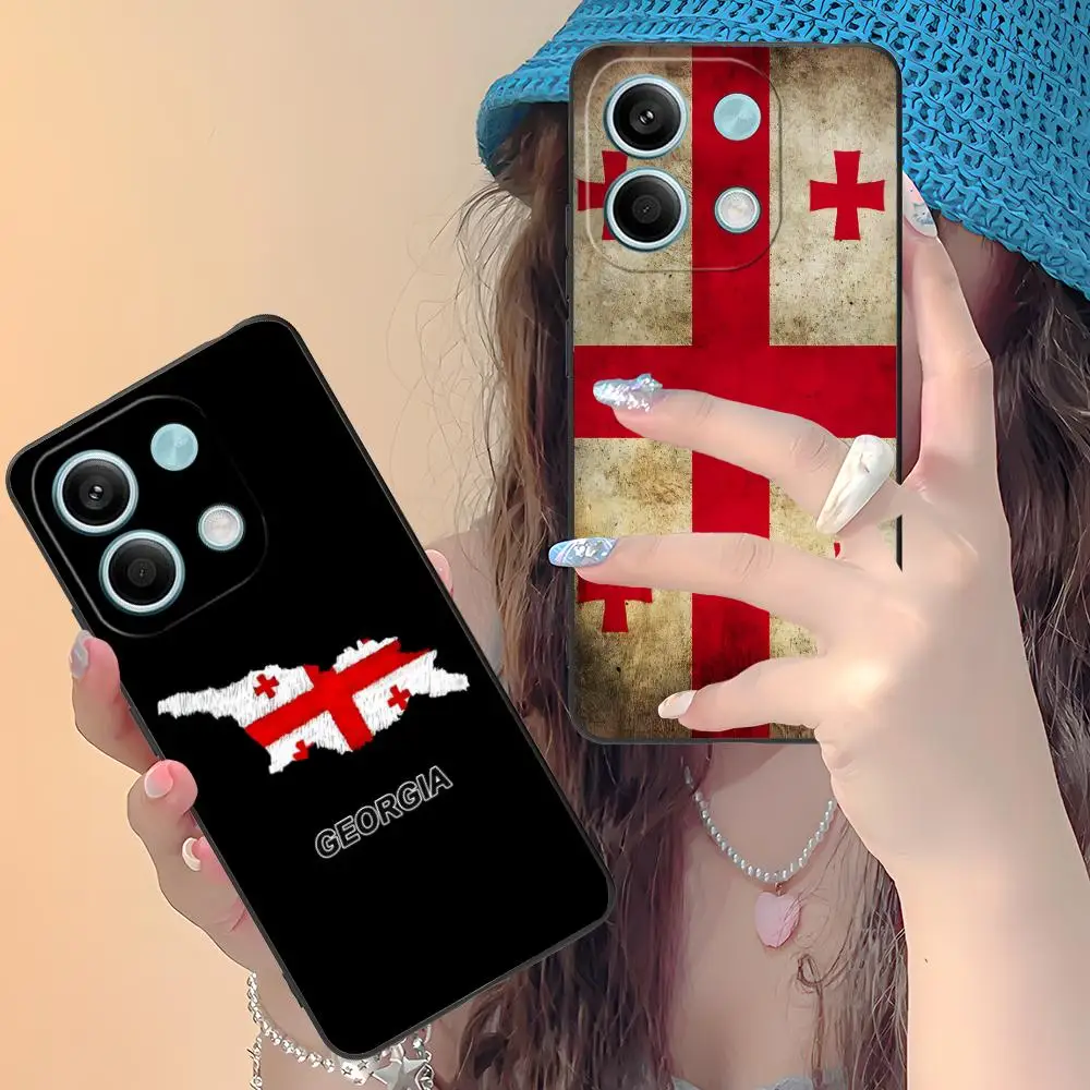 جورجيا العلم المحمول قضية الهاتف الخليوي ل Xiaomi Redmi ملاحظة 14 13 12 11 A5 3 2 1 برو زائد 4G 5G الطباعة الملونة واقية جميلة