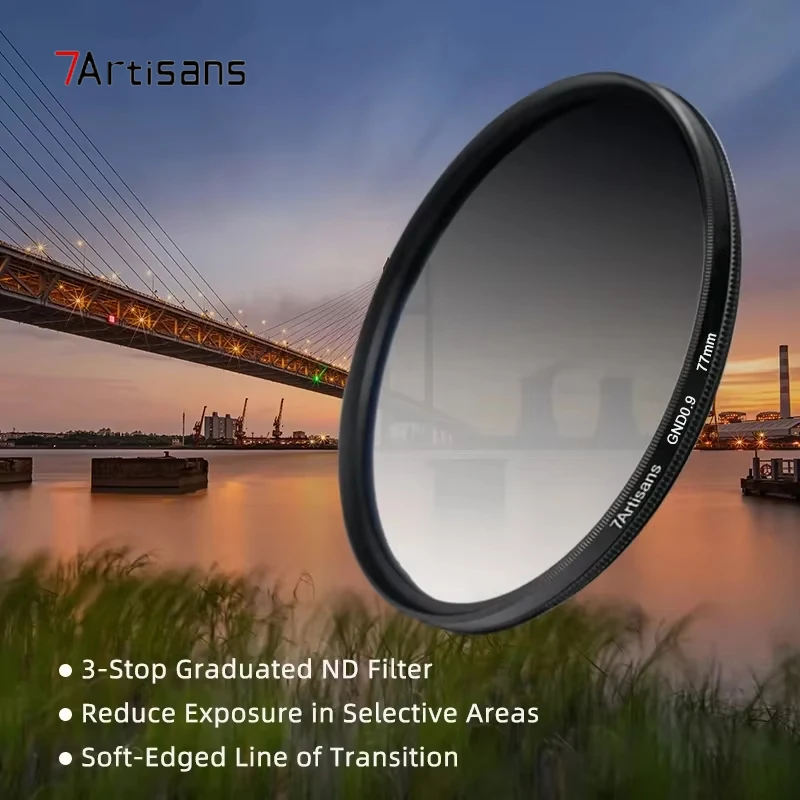 7artisans 46mm-82mm HD Soft GND Lens Filter 3 Stop(0.9) مرشح الكثافة المحايدة المتدرجة