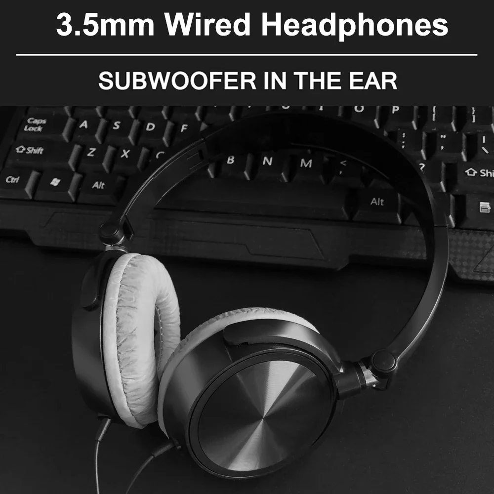 3.5mm Headsets Gaming Headphones Wired Earphones HD Sound Bass HiFi Sound Music Stereo  Adjustable Headset