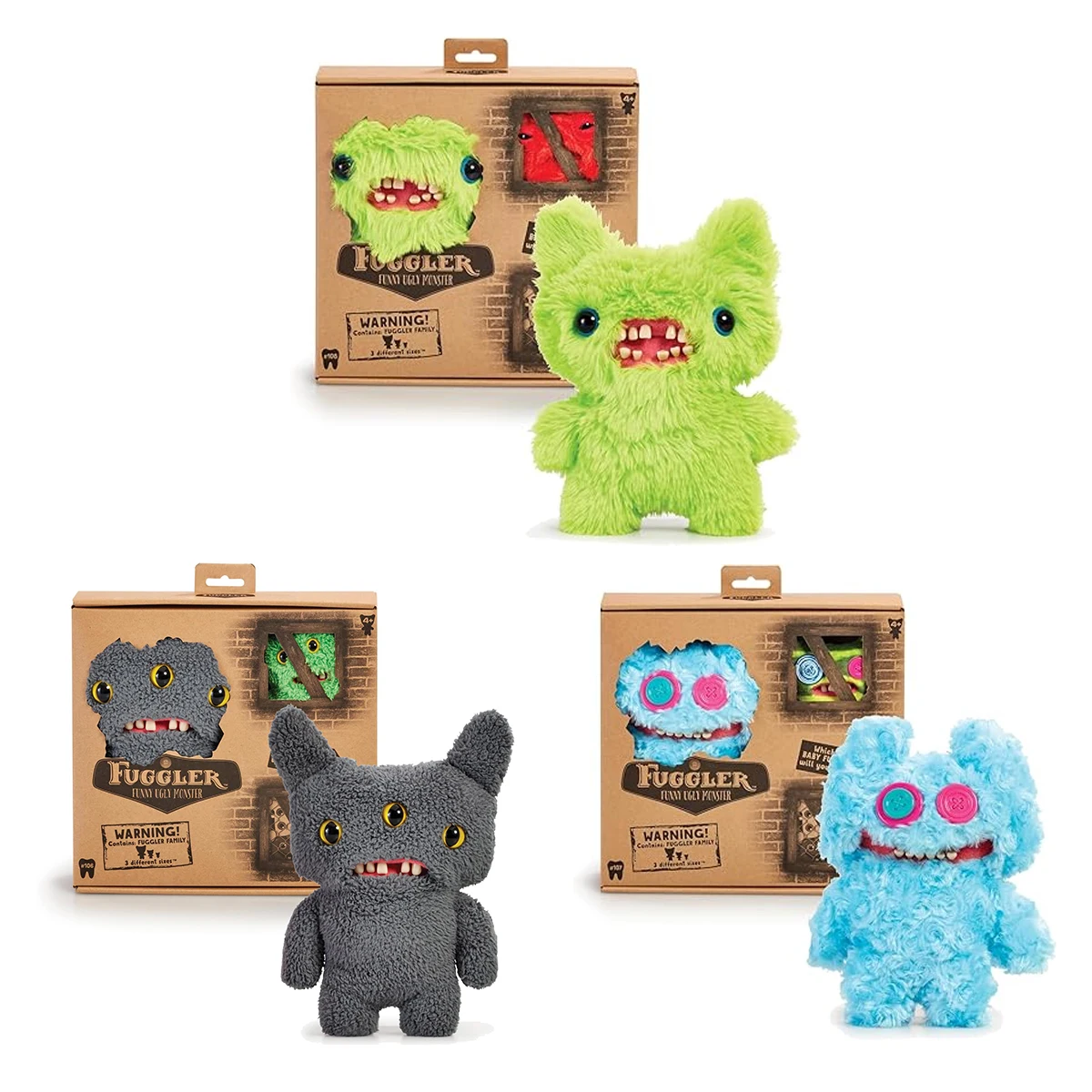 Fuggler Funny Ugly Monster Fuggler Contains Family 3 Sizes Plush Children's Toys Playset Boys Collectible Figure Halloween Gifts