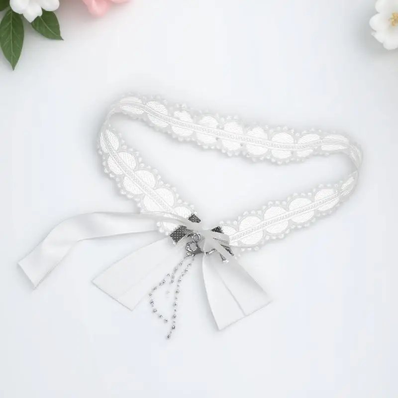 1 قطعة قلادة الترقوة الدانتيل المرأة المختنق قلادة أنيقة أنيقة رقيقة الفرقة قابل للتعديل مأدبة حفلة هدية الإكسسوار الأبيض #1