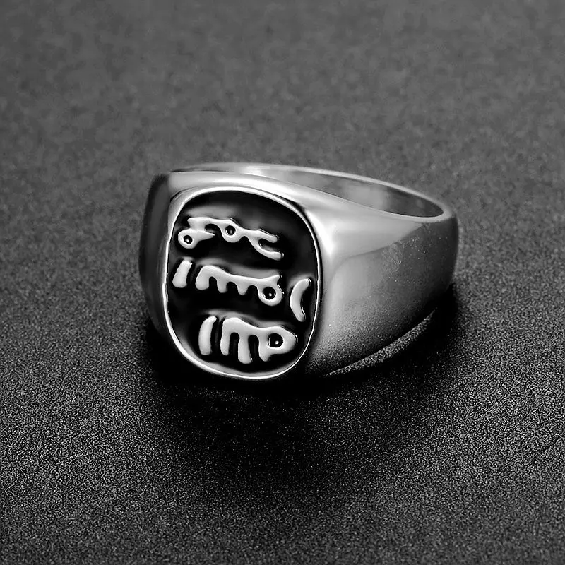 Stainless Steel Titanium Ancient Secret Language Letter Hip Hop Rings for Men Women Couple Friends Gift Fashion Jewelry