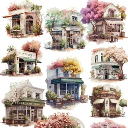 1 Set Hand drawn Spring Corner Cafe Stickers Scrapbooking Decorative DIY Stationery Artistic Decals Journals Notebooks