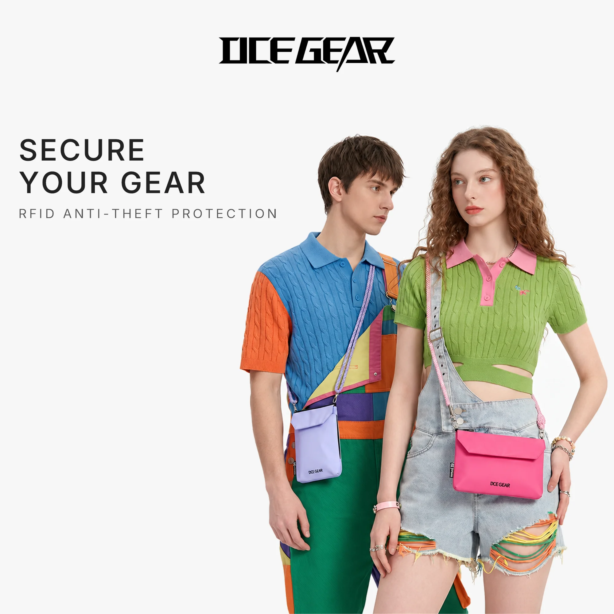 Waterproof Nylon Crossbody Bag Lightweight Small Shoulder Pouch RFID Blocking Travel Bag Adjustable Rope Strap Multi Pocket