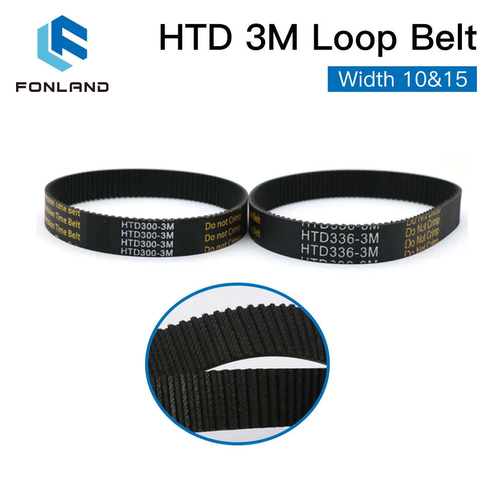 FONLAND HTD 3M Closed Loop Belt Rubber Timing Belt Various Transmission for CO2 Laser Engraving Cutting Machine / 3D Printer