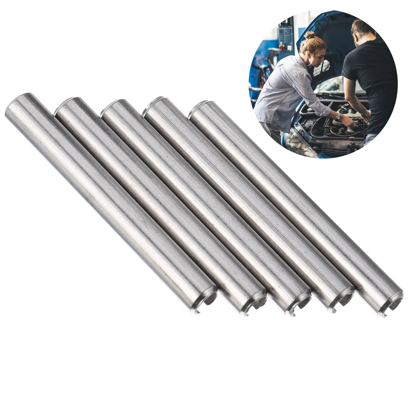 50Pcs Elastic Stainless Steel Slotted Spring Pin Positioning Pin Durable Split Spring Dowel for Automotive Mechanics Garage