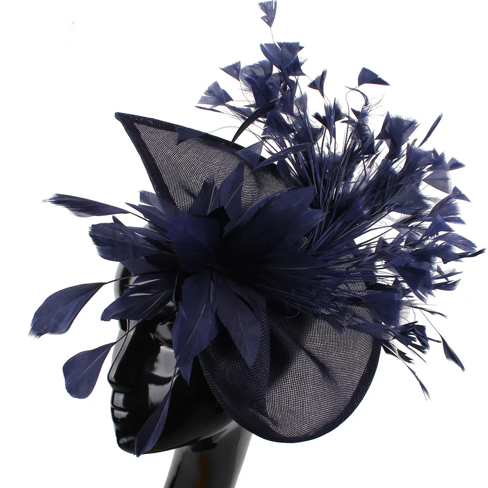 Charmante orange Feder Hochzeit Haars pangen Fascinators Hut Blume Braut Kopf bedeckung Schleier Frauen Party verheiratet Haar Zubehör syf678 – Detail 9