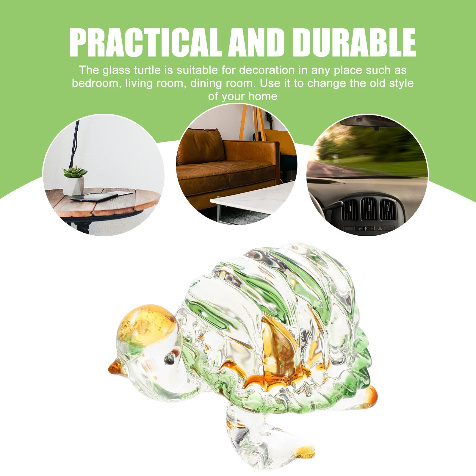 

Glass Tortoise Ornament Premium Workmanship Creative Design for Indoor Space Refreshing Room Decor Turtle Adornment