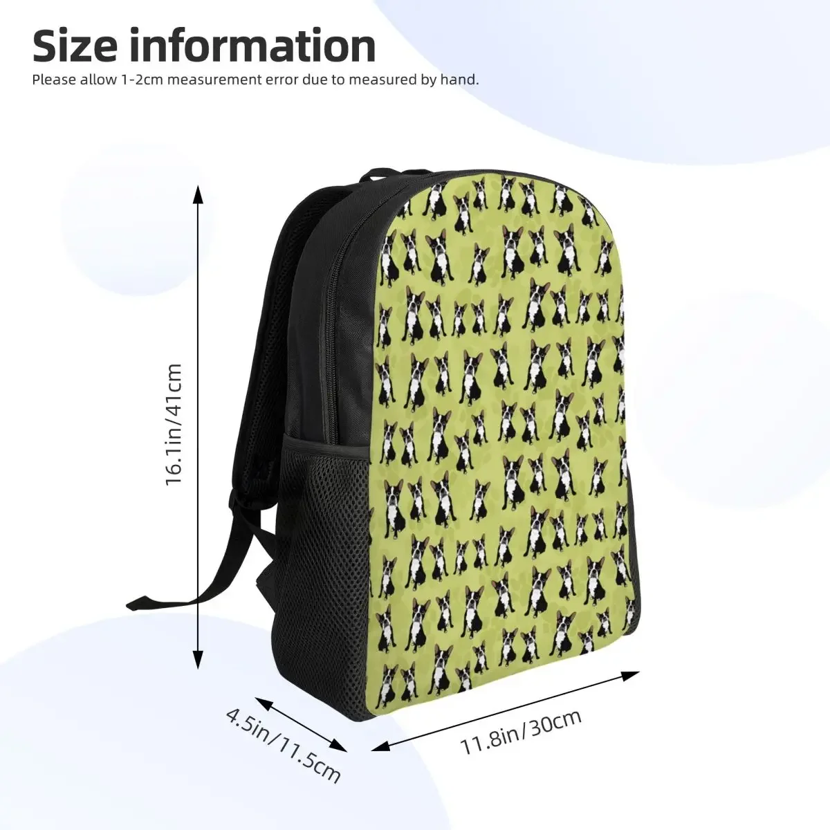 Customized Boston Terrier Pattern Backpack Men Women Fashion Bookbag for School College Bags