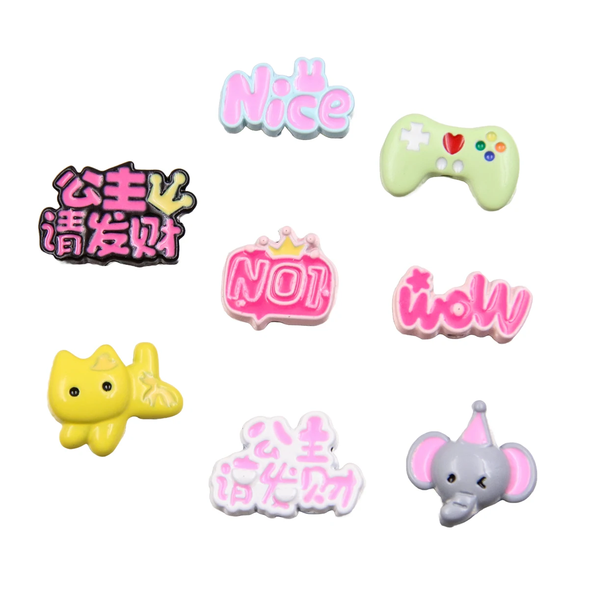 10Pcs Mix Color Style Alloy Metal Spray Painting Animal Alphabet Text Beads Charms Pendant For Game Console Rabbit Accessories