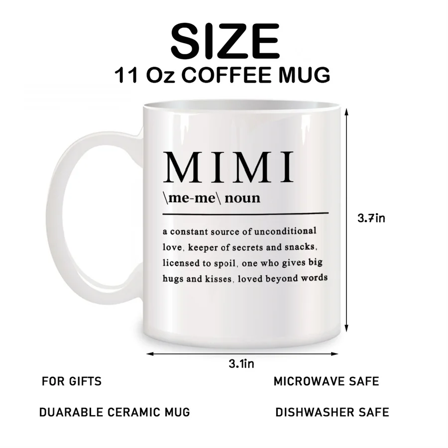 Mimi Mugs For Mimi from Granddaughter, Grandson, Grandkids for Christmas Birthday Novelty Coffee Ceramic Tea Cups White 11 oz