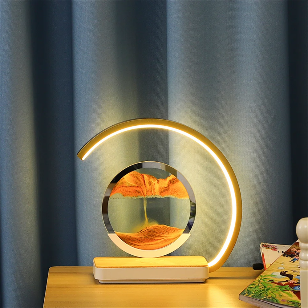 Imagem -04 - Moving Sand Art Picture Craft Sandscape Sandsand Painting Lamp With Touch Dimming Mobile Phone Wireless Charging Table Lamp Fast Delivery 6-9 Days Delivery Shipping 3d