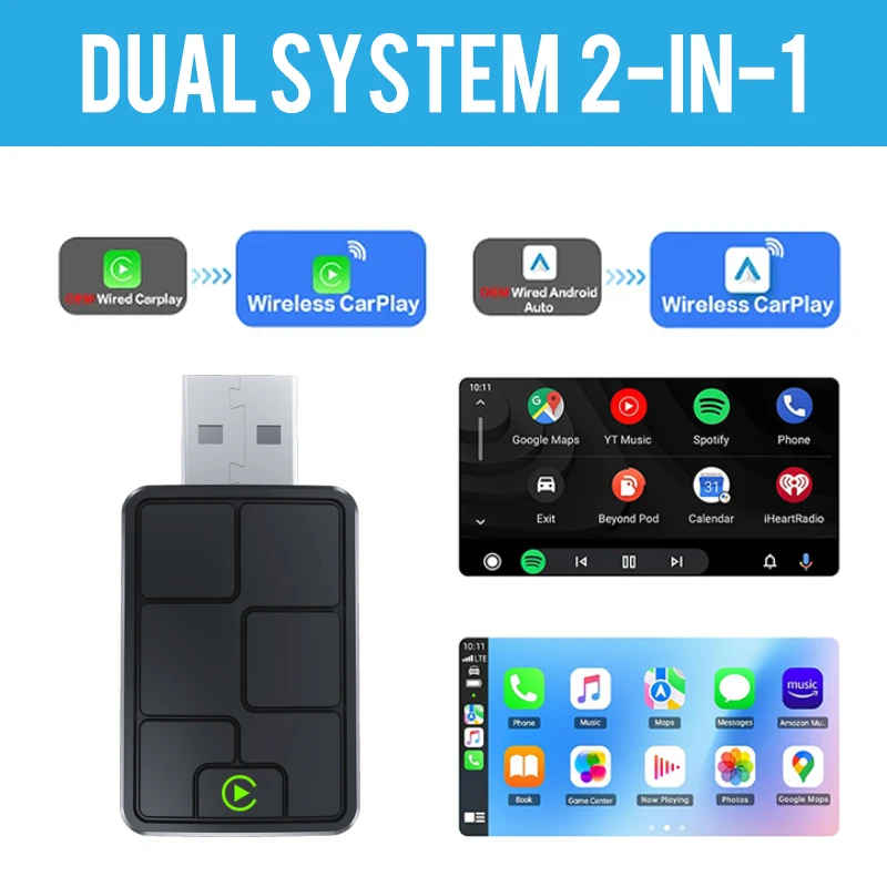 TrolinkTek Wired to Wireless CarPlay Adapter for OEM Car Stereo With USB Plug&Play Smart Link Phone Automatic Connection WIFI6