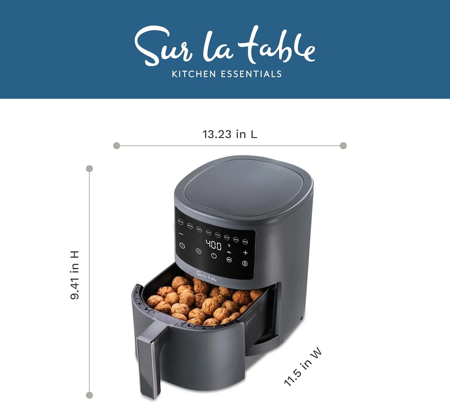 مقلاة هوائية رقمية مع شاشة ليد تعمل باللمس ، 8 إعدادات مسبقة ومؤشر اهتزاز ، هش مثالي ، مقلاة هوائية ، خبز ، رو ، ربع