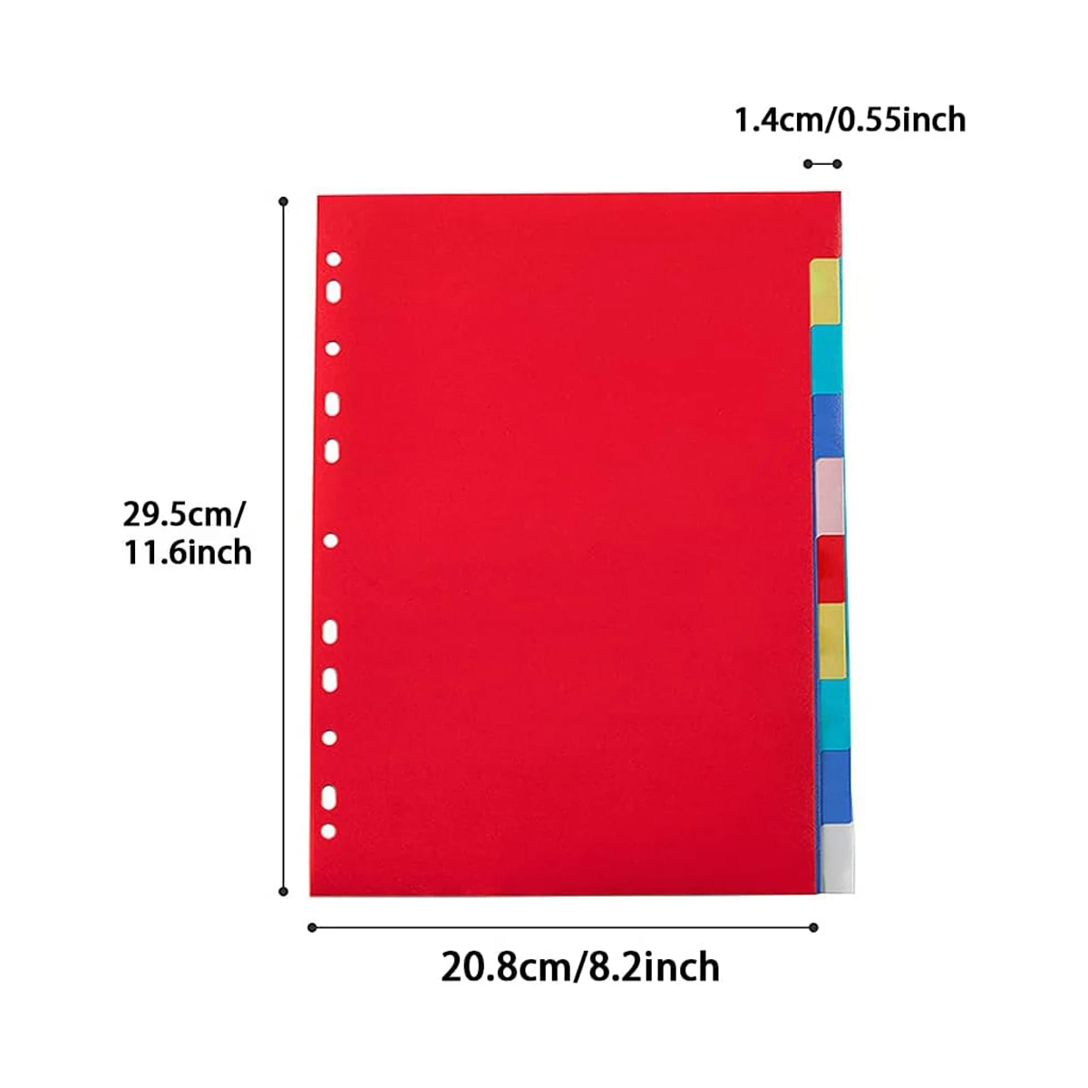 10 buah Pembatas Indeks Berwarna, A4 Ekstra Lebar, Terbuat dari Polipropilena Berwarna yang Kokoh, untuk Label Organisasi File Kantor