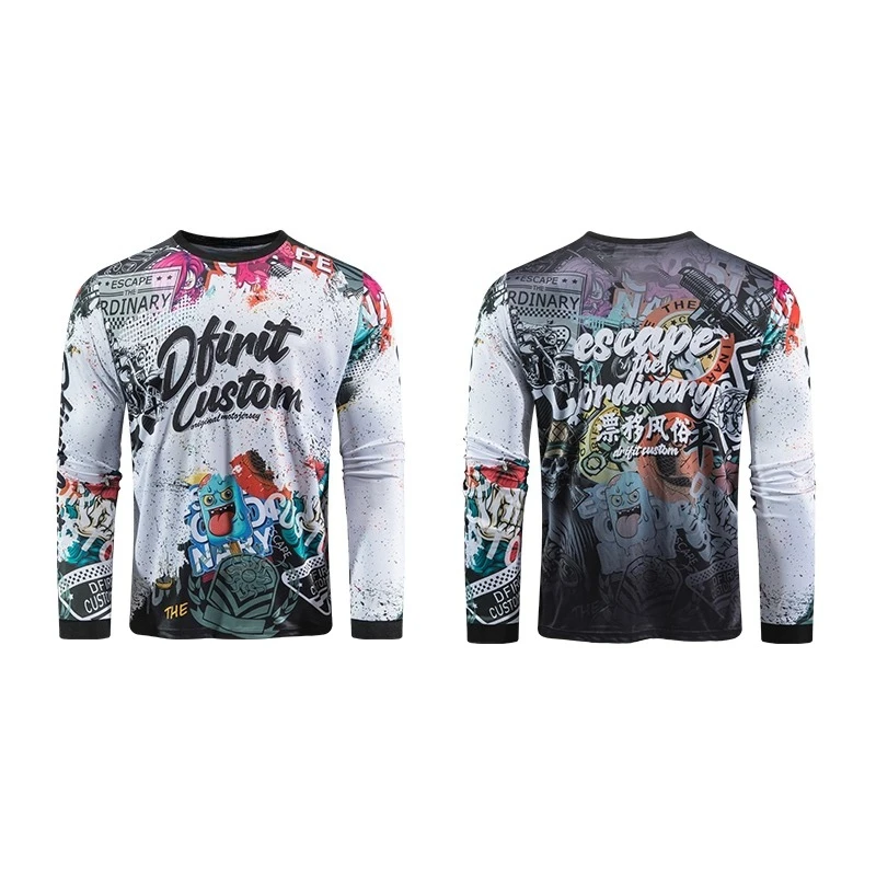 Motocross Jersey, Pop Art Graffiti Style, Colorful Ice Cream Monster All-over Print, Motocross Riding Gear, Streetwear Style.