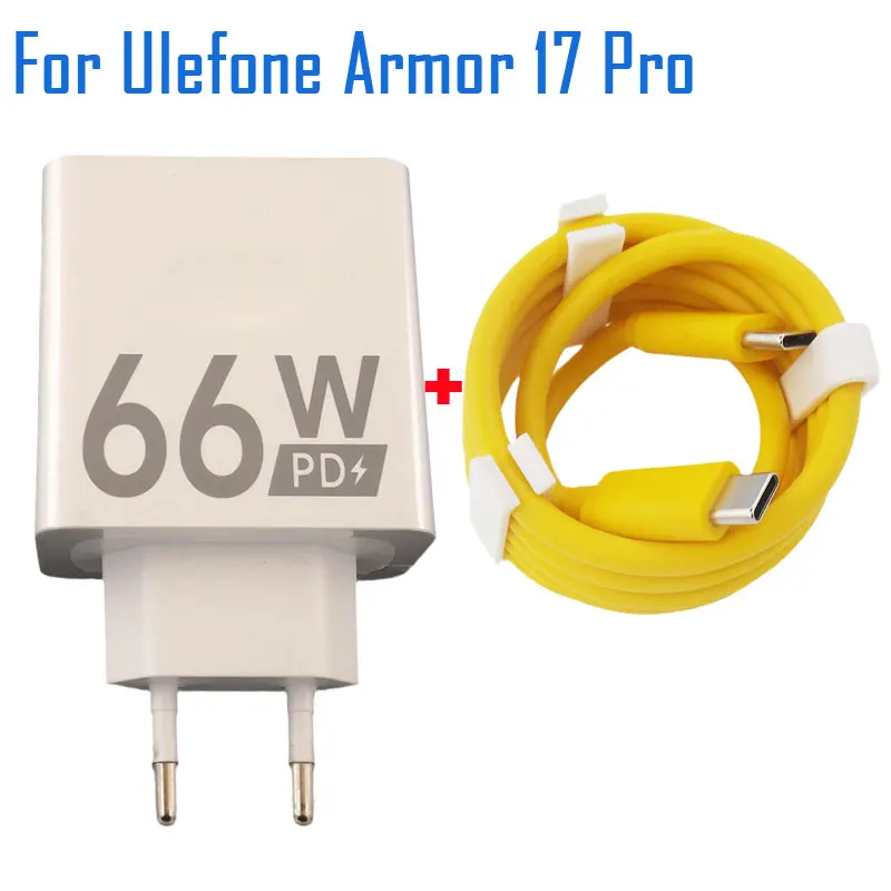 New Original Ulefone Armor 17 Pro 66W Charger Official Quick Fast Charging Adapter+USB Cable Data Line For Ulefone Armor 17Pro