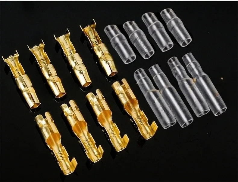 50set 4.0 4mm Dia. Male Female Bullet Motorcycle Scooter Car Truck Brass Connector Terminals Socket w Insulator Clear Covers