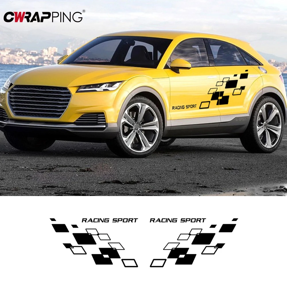 

Motorcycle Sports Styling Car Waist Side Skirt Decoration Stickers Waterproof Vinyl Decals Double Sided Tape for Car Accessories