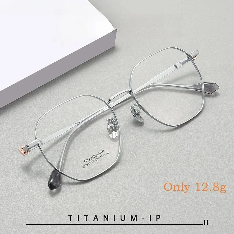 New Fashion Titanium Alloy Myopia Glasses Men Retro Polygon Retouch Face Optical Prescription Eyeglasses Frames Women BV61039