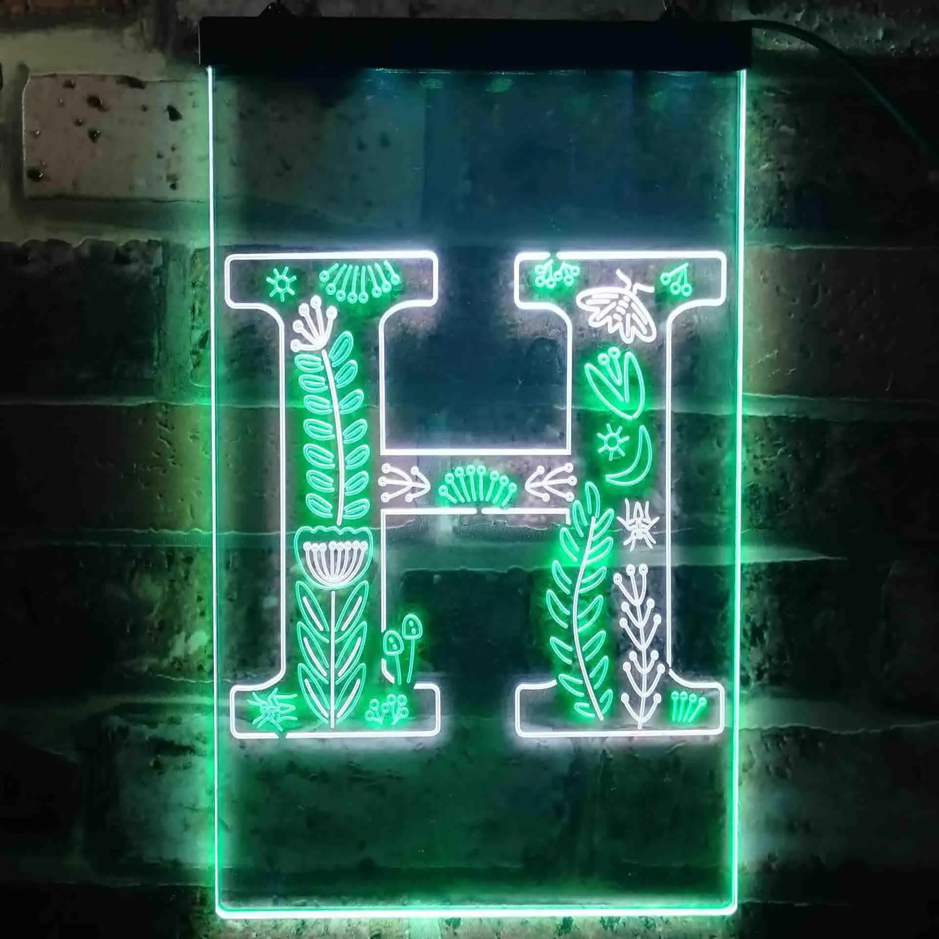 Letter H Initial Monogram Family Name Dual Color Led Neon Sign st6-i3445