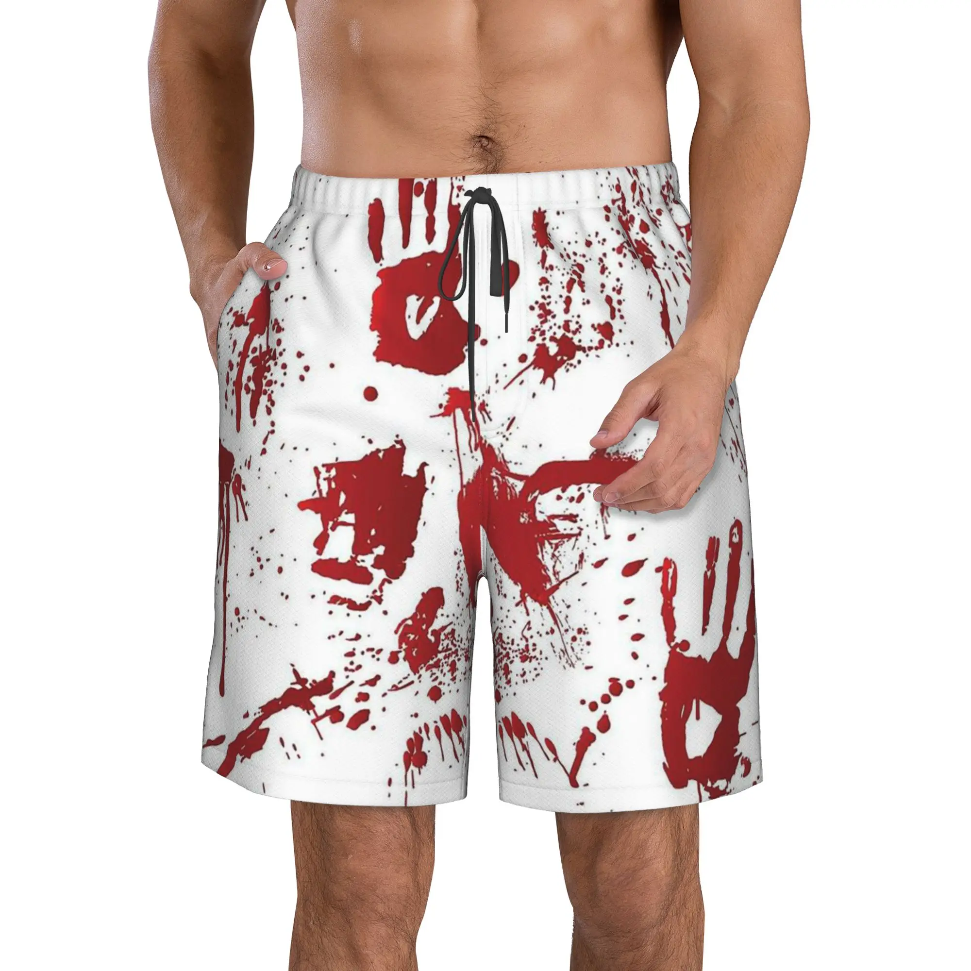Splash Blood Hand Graphic Trunks Beach Board Shorts Casual Quick Dry Swim Summer Men Pants